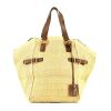 Saint Laurent Downtown small model handbag in natural raphia and brown leather - 360 thumbnail