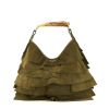 Yves Saint Laurent Saint-Tropez handbag in khaki suede - 360 thumbnail