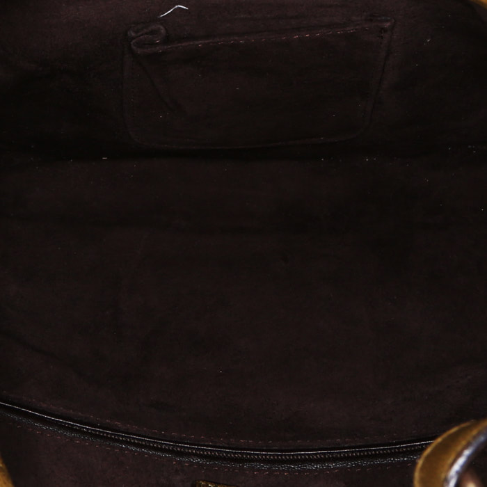 Bolso de mano Yves Saint Laurent Saint-Tropez en ante caqui - Detail D2