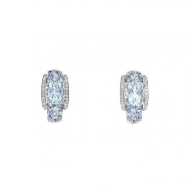 Mauboussin Eternité élégance earrings in white gold,  aquamarine and diamonds