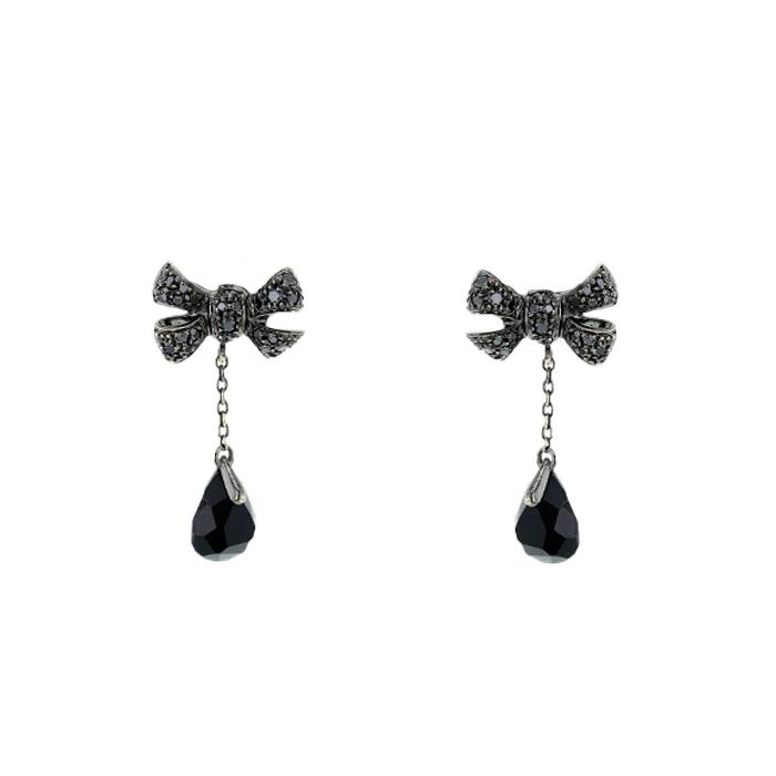 Pomellato Forever pendants earrings in blackened gold,  onyx and diamonds - 00pp