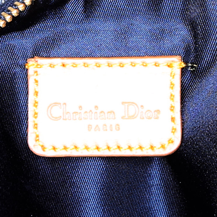 Dior Pochette Saddle handbag/clutch in blue denim and natural leather - Detail D3