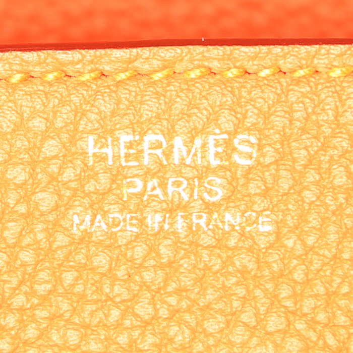 Hermes Birkin 30 cm handbag in orange Feu leather taurillon clémence - Detail D3