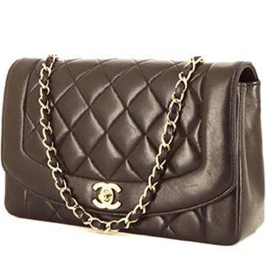 Sac bandoulière Chanel  Diana en cuir matelassé marron
