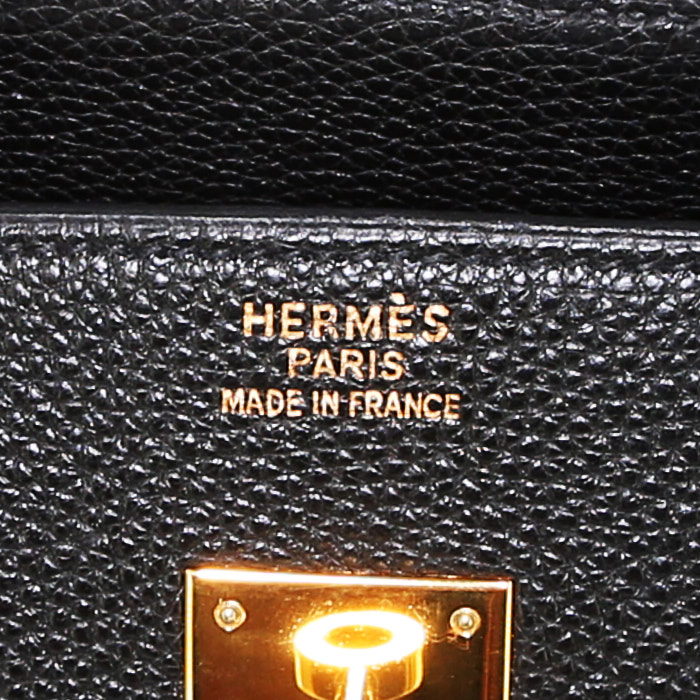 Bolso de mano Hermes Birkin 35 cm en cuero taurillon clémence negro - Detail D3