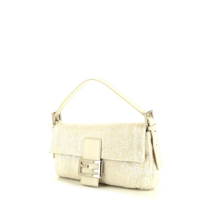 Fendi Baguette bag in white canvas and white leather - 00pp