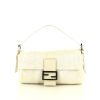 Fendi Baguette bag in white canvas and white leather - 360 thumbnail