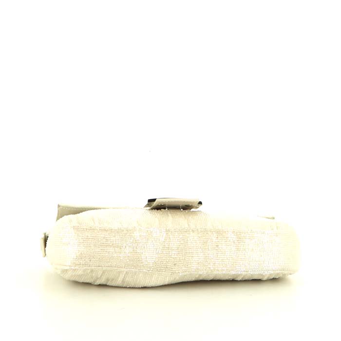 Bolso Fendi Baguette en lona blanca y cuero blanco - Detail D4
