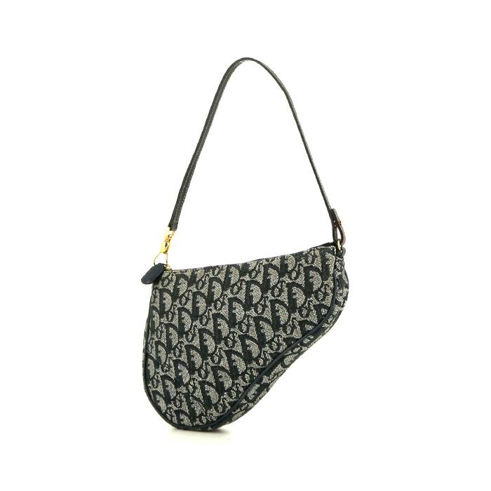 Dior Saddle handbag in black monogram canvas Oblique and black leather - 00pp