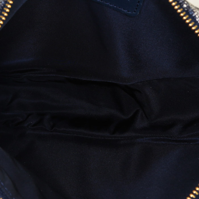 Sac à main Dior Saddle en toile monogram Oblique noire et cuir noir - Detail D2