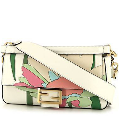 Bolso de mano Fendi Baguette en cuero blanco