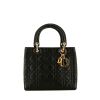 Bolso de mano Dior Lady Dior en cuero cannage negro - 360 thumbnail