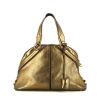 Bolso de mano Yves Saint Laurent Muse en cuero dorado y cuero marrón - 360 thumbnail