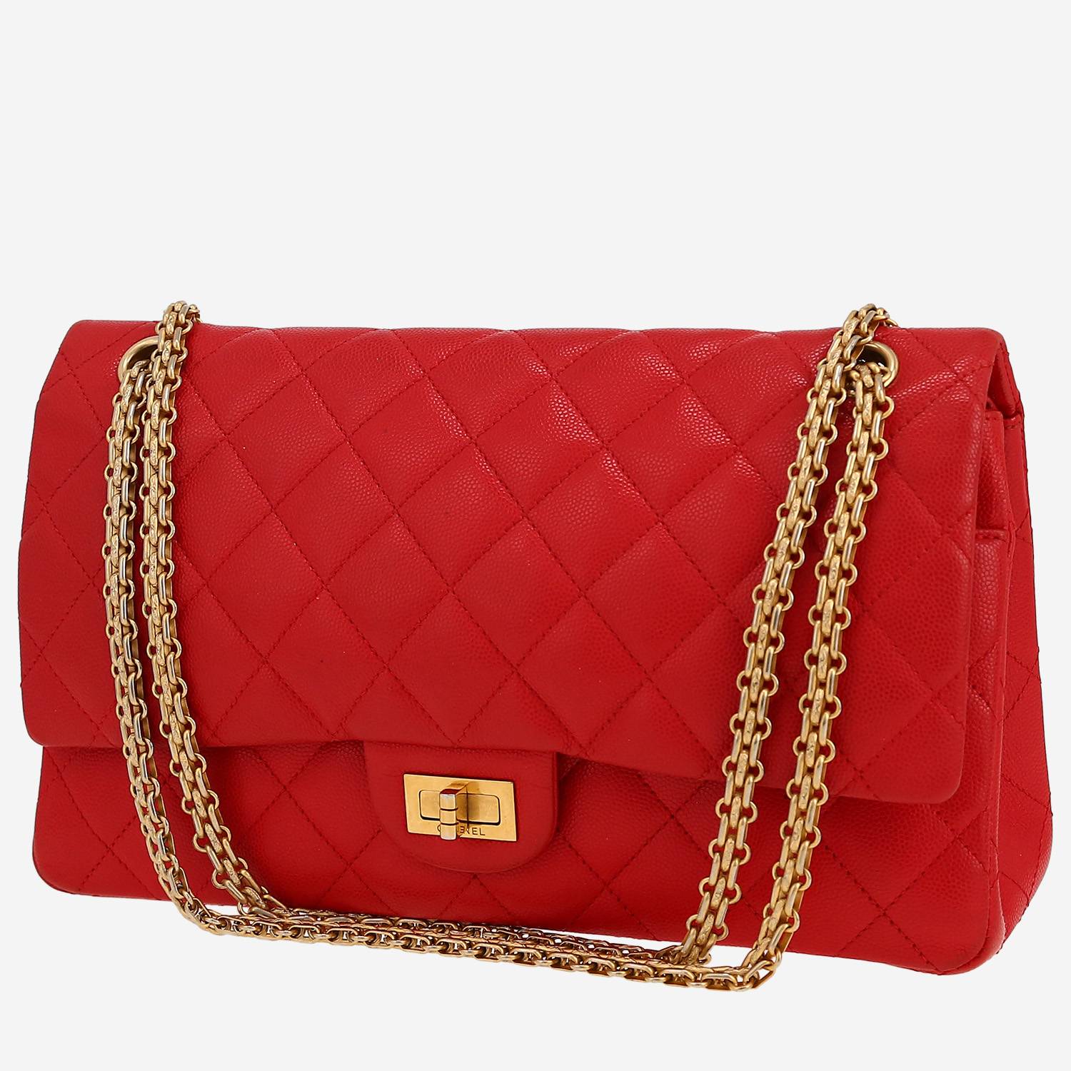 Chanel 2.55 handbag in red quilted leather