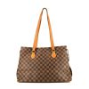 Shopping bag Louis Vuitton in tela a scacchi ebana e pelle naturale - 360 thumbnail