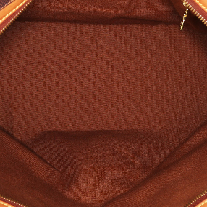 Shopping bag Louis Vuitton in tela a scacchi ebana e pelle naturale - Detail D2