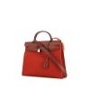 Hermes Herbag shoulder bag in red canvas and burgundy leather - 00pp thumbnail