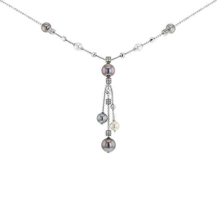 Bulgari Lucéa necklace in white gold,  pearls and diamonds - 00pp