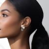 Bulgari Lucéa earrings in white gold,  diamonds and cultured pearls - Detail D1 thumbnail