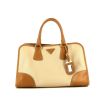 Prada shopping bag in beige canvas and gold leather - 360 thumbnail