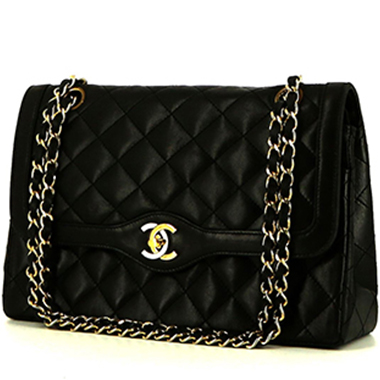 Bolso de mano Chanel  Vintage en cuero acolchado negro