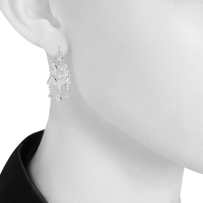 Pendientes colgantes H. Stern  de oro blanco y diamantes - Detail D1
