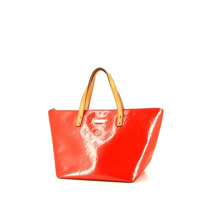 Borsa Louis Vuitton Bellevue modello piccolo in pelle verniciata monogram  rossa e pelle naturale