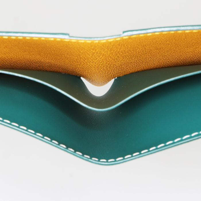 Portefeuille Goyard Saint Florentin en toile Goyardine verte et cuir vert - Detail D2