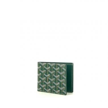 Portefeuille Goyard Saint Florentin en toile Goyardine verte et cuir vert
