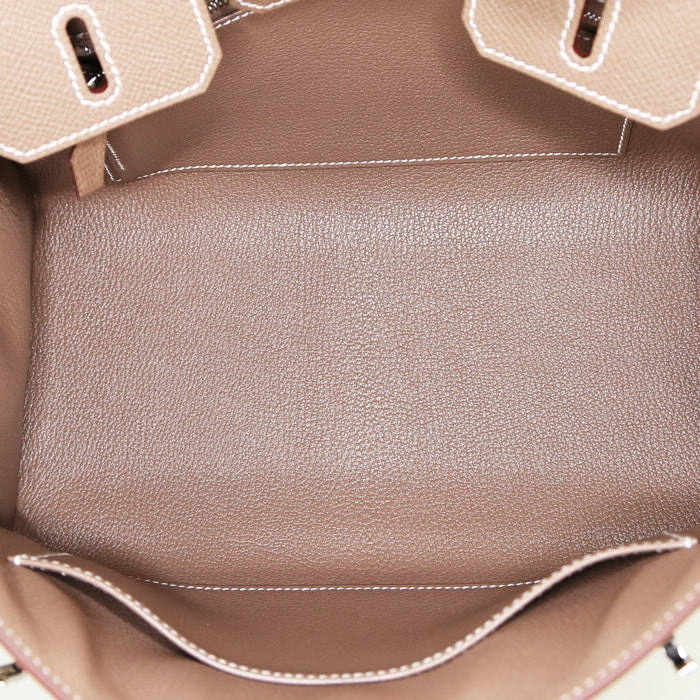 Sac à main Hermes Birkin 25 cm en cuir epsom étoupe - Detail D2