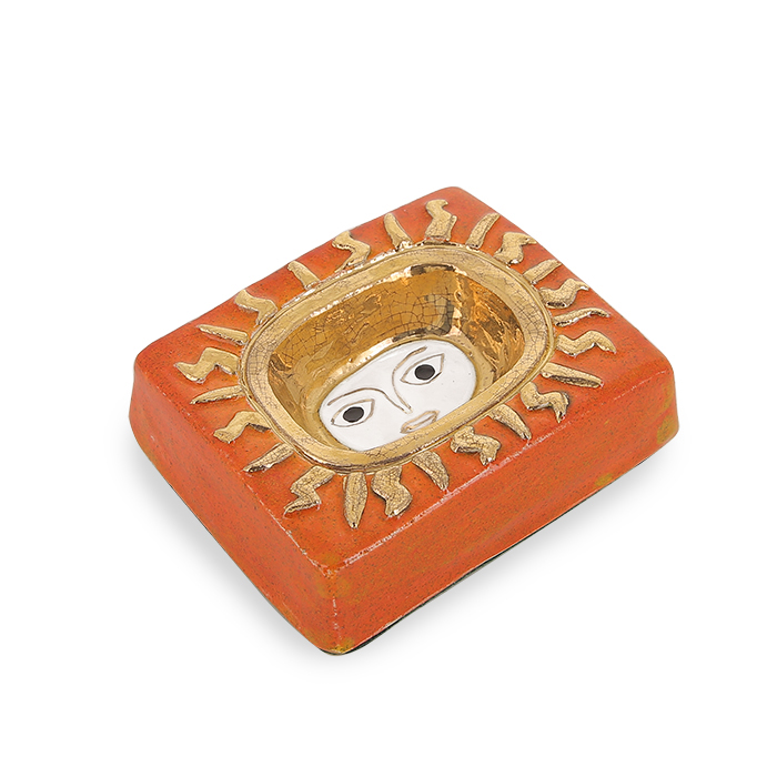 Mithé Espelt, "Sun" jewelry tray, in embossed and glazed earthenware, crackled gold, around 1958 - Detail D1
