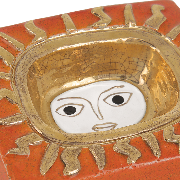 Mithé Espelt, "Sun" jewelry tray, in embossed and glazed earthenware, crackled gold, around 1958 - Detail D2