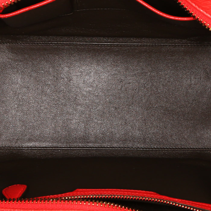 Borsa Celine  Luggage Micro in pelle rossa e marrone - Detail D2