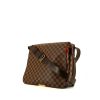 Shoulder bag in ebene damier canvas and brown leather - 00pp thumbnail