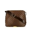 Sac bandoulière en toile damier ébène et cuir marron - 360 thumbnail