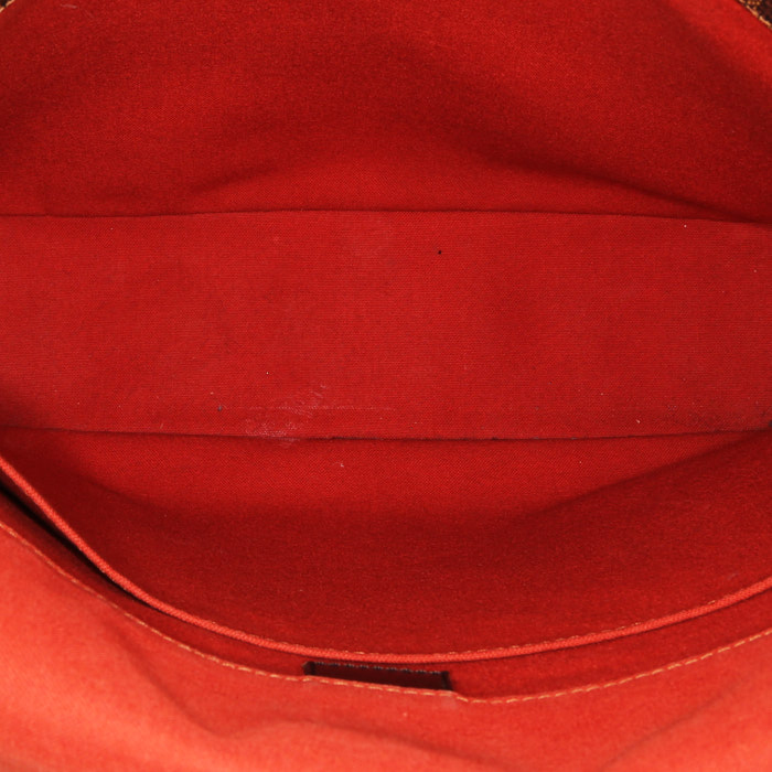 Bolso bandolera en lona a cuadros ébano y cuero marrón - Detail D2