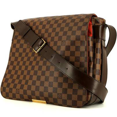 Borsa a spalla Louis Vuitton Rivington in tela a scacchi ebana e pelle  marrone