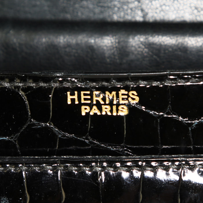 Sac à main Hermès Chaîne D'ancre en crocodile noir - Detail D3