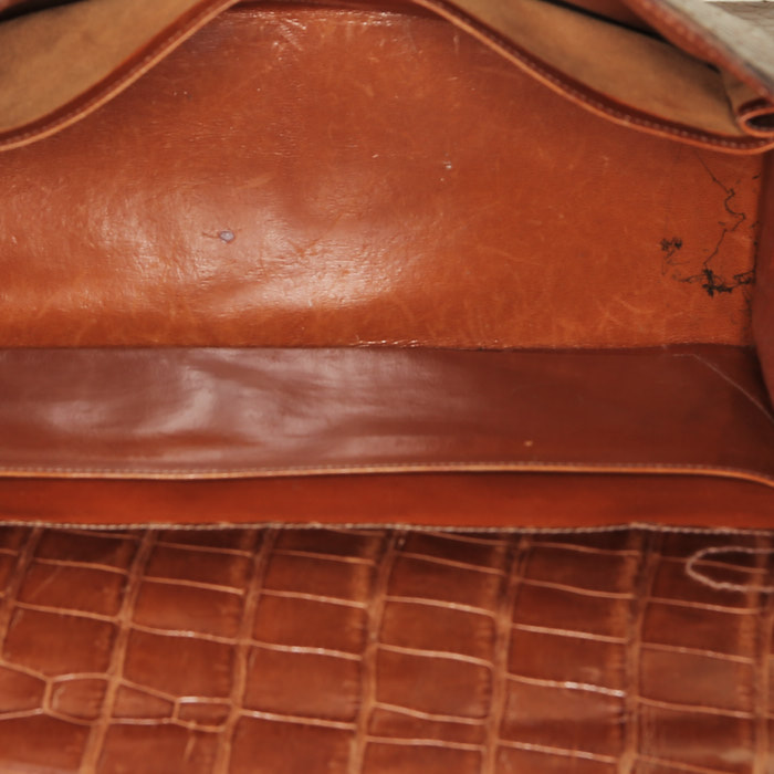 Sac à main Hermès  Kelly 32 cm en crocodile marron - Detail D2