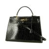 Hermès Kelly 35 cm handbag  in black porosus crocodile - 00pp thumbnail