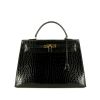 Hermès Kelly 35 cm handbag  in black porosus crocodile - 360 thumbnail
