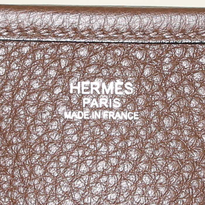 Borsa a tracolla Hermes Evelyne modello piccolo in pelle togo marrone - Detail D3