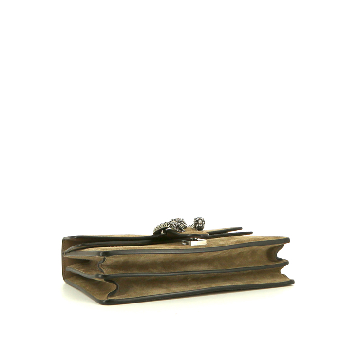 Sac porté épaule ou main Gucci Dionysus petit modèle en daim beige et cuir beige - Detail D5