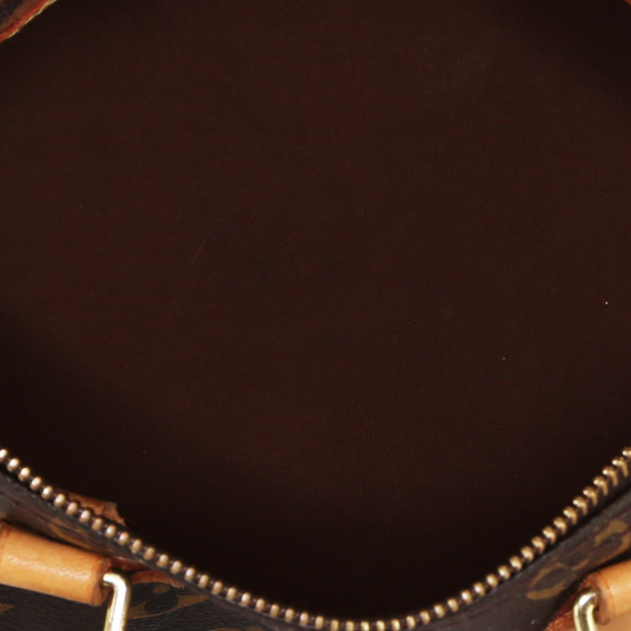 Borsa Louis Vuitton Speedy 25 cm in tela monogram marrone e pelle naturale - Detail D2