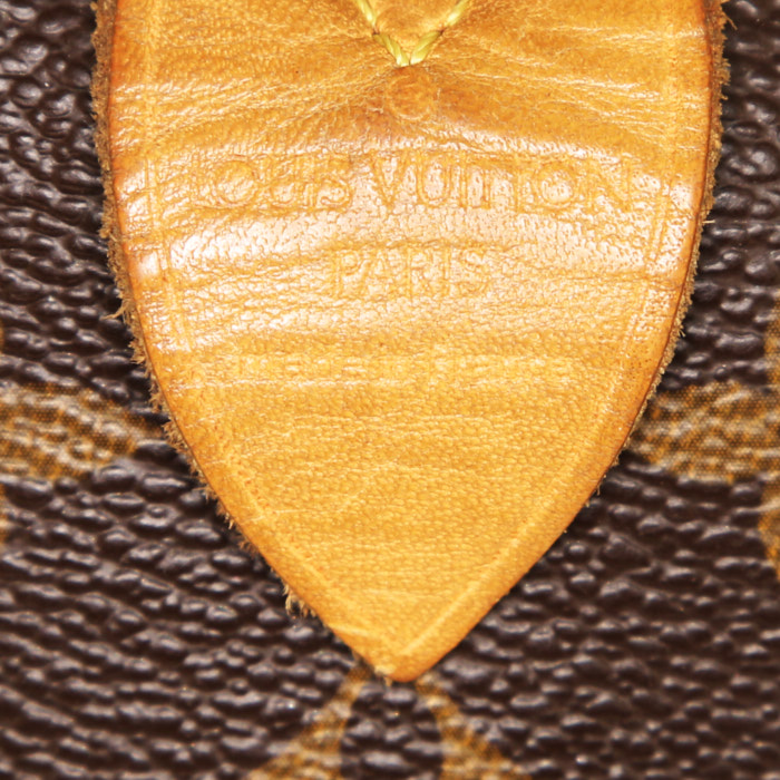 Borsa Louis Vuitton Speedy 25 cm in tela monogram marrone e pelle naturale - Detail D3