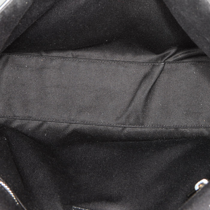 Sac bandoulière Burberry Messenger en toile noire et cuir noir - Detail D2