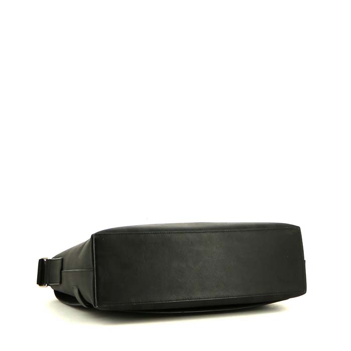 Sac bandoulière Burberry Messenger en toile noire et cuir noir - Detail D4
