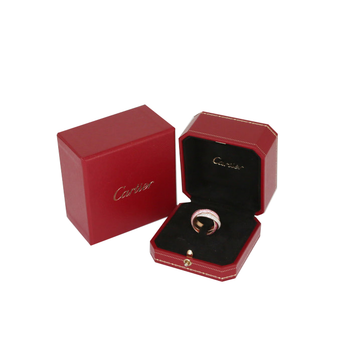 Anello Cartier Trinity in oro rosa,  zaffiri rosa e diamanti - Detail D2