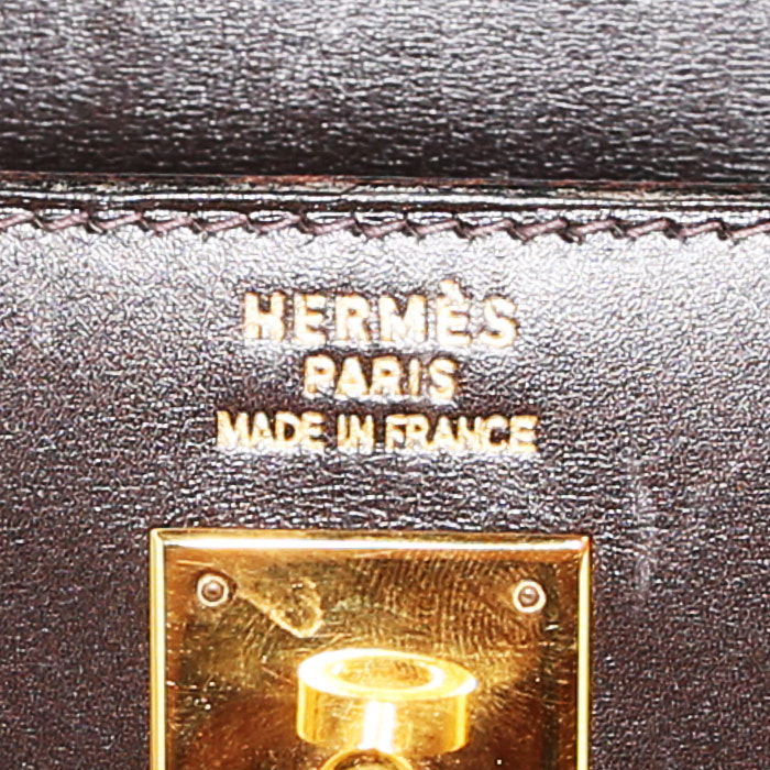 Hermes Kelly 40 cm handbag in brown box leather - Detail D3