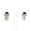 Paire de boucles d'oreilles David Yurman Cable Coil en argent,  onyx et diamants - 360 thumbnail